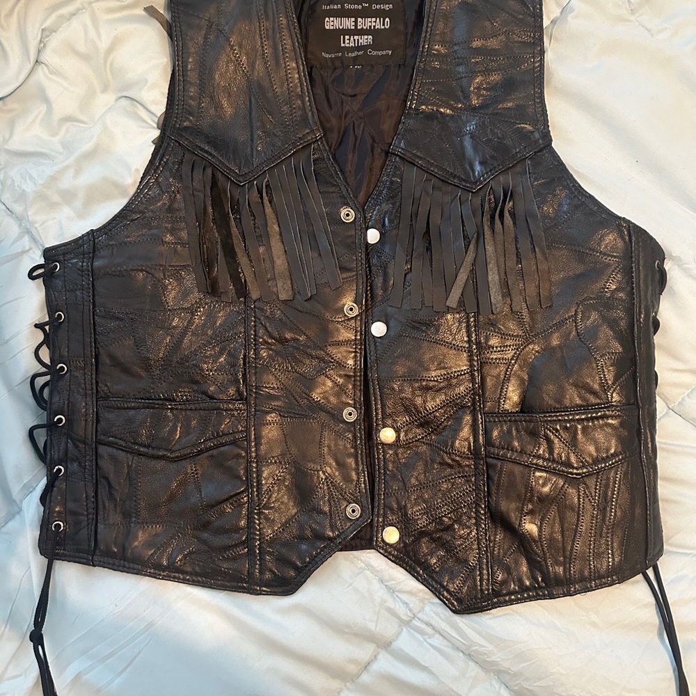 Navarette leather company fringe vest size medium/Large